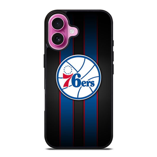 PHILADELPHIA 76ERS STRIPE LOGO iPhone 16 Plus Case Cover