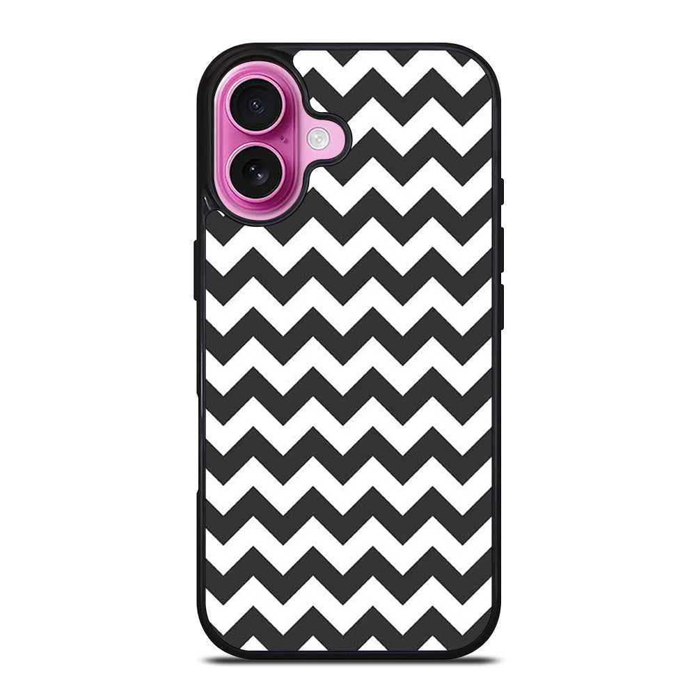 RILEY BLAKE CHEVRON PATTERN GREY iPhone 16 Plus Case Cover