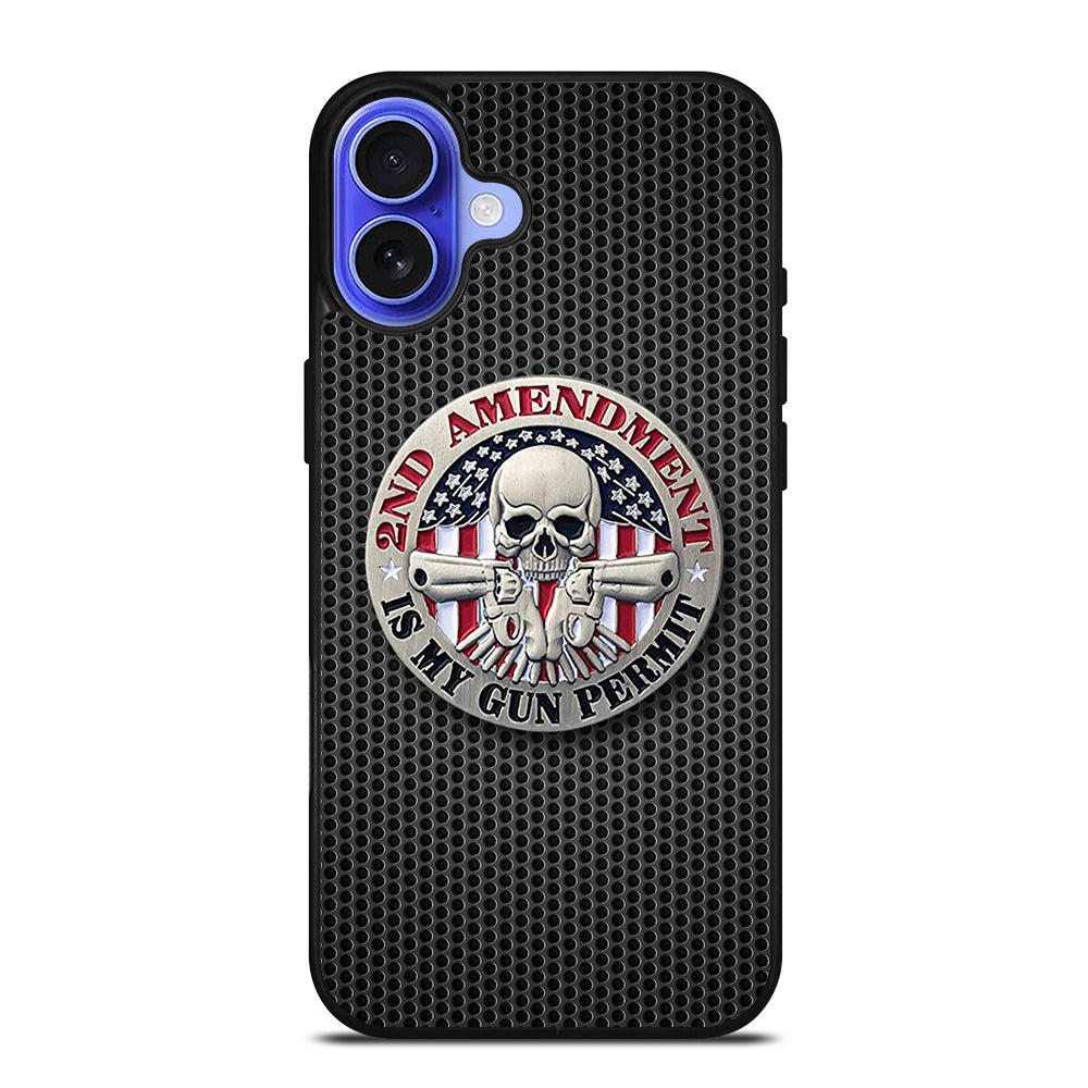 SECOND AMENDMENT AMERICAN GUN METAL LOGO iPhone 16 Case Cover