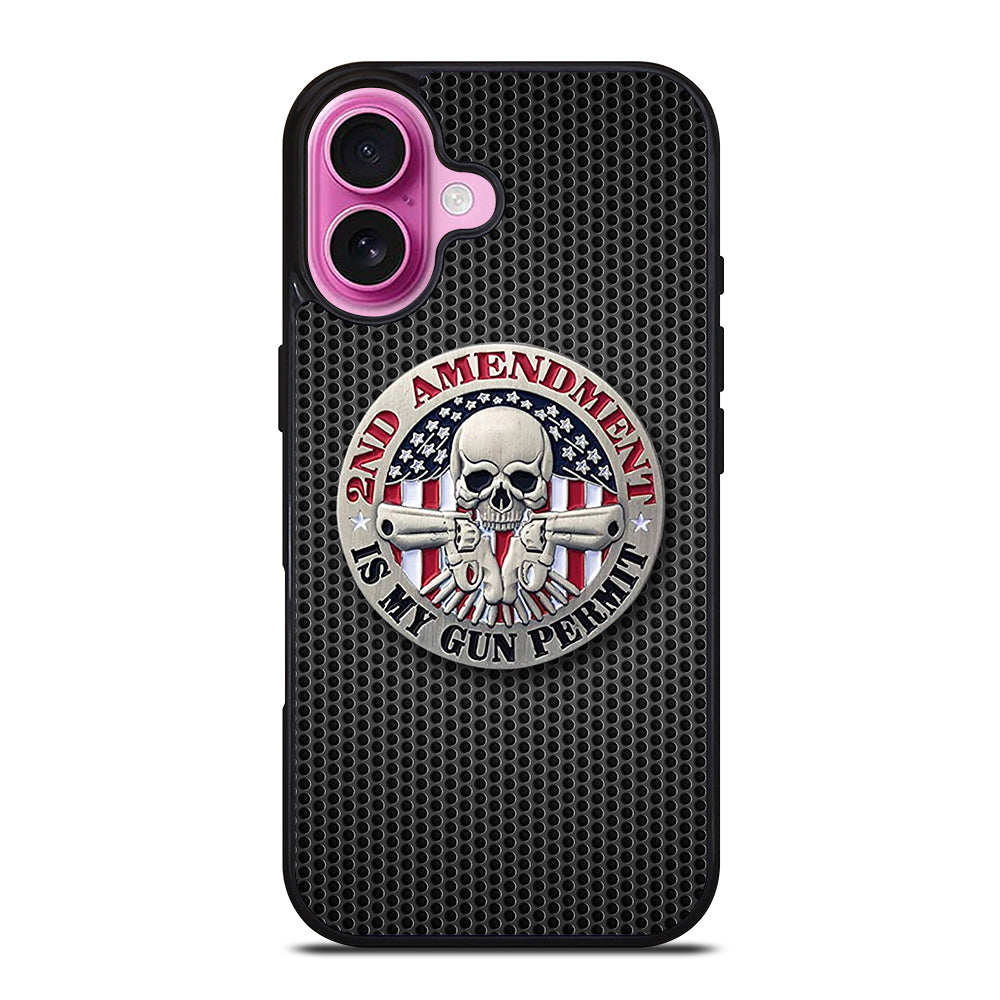 SECOND AMENDMENT AMERICAN GUN METAL LOGO iPhone 16 Plus Case Cover