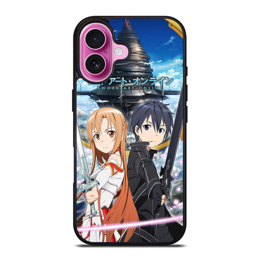 SWORD ART ONLINE KIRITO AND ASUNA ANIME iPhone 16 Plus Case Cover