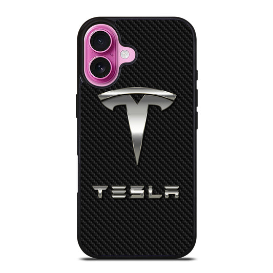 TESLA CARBON LOGO iPhone 16 Plus Case Cover