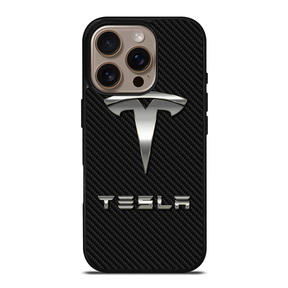 TESLA CARBON LOGO iPhone 16 Pro Case Cover