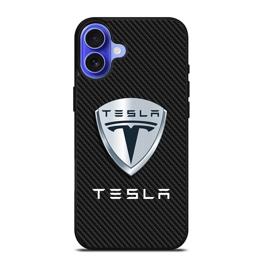 TESLA LOGO CARBON iPhone 16 Case Cover