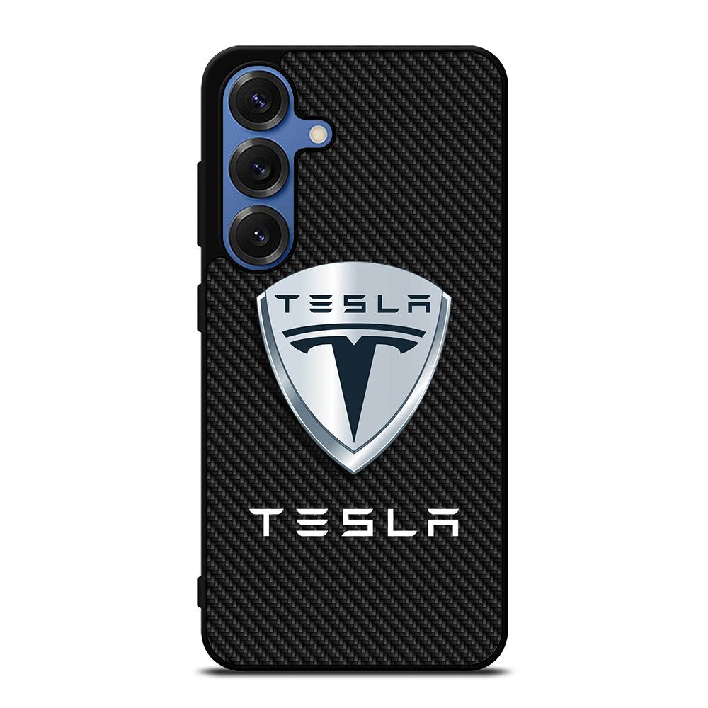 TESLA LOGO CARBON Samsung Galaxy S25 Case Cover