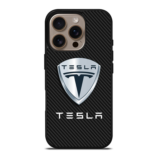 TESLA LOGO CARBON iPhone 16 Pro Case Cover