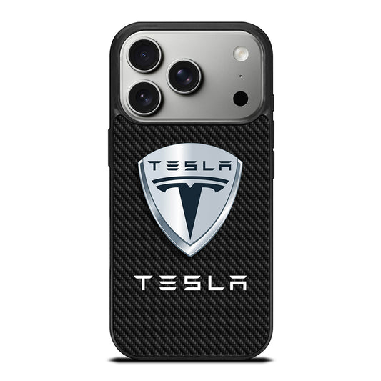 TESLA LOGO CARBON iPhone 17 Pro Case Cover