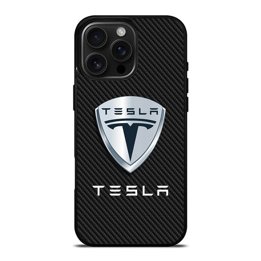 TESLA LOGO CARBON iPhone 16 Pro Max Case Cover