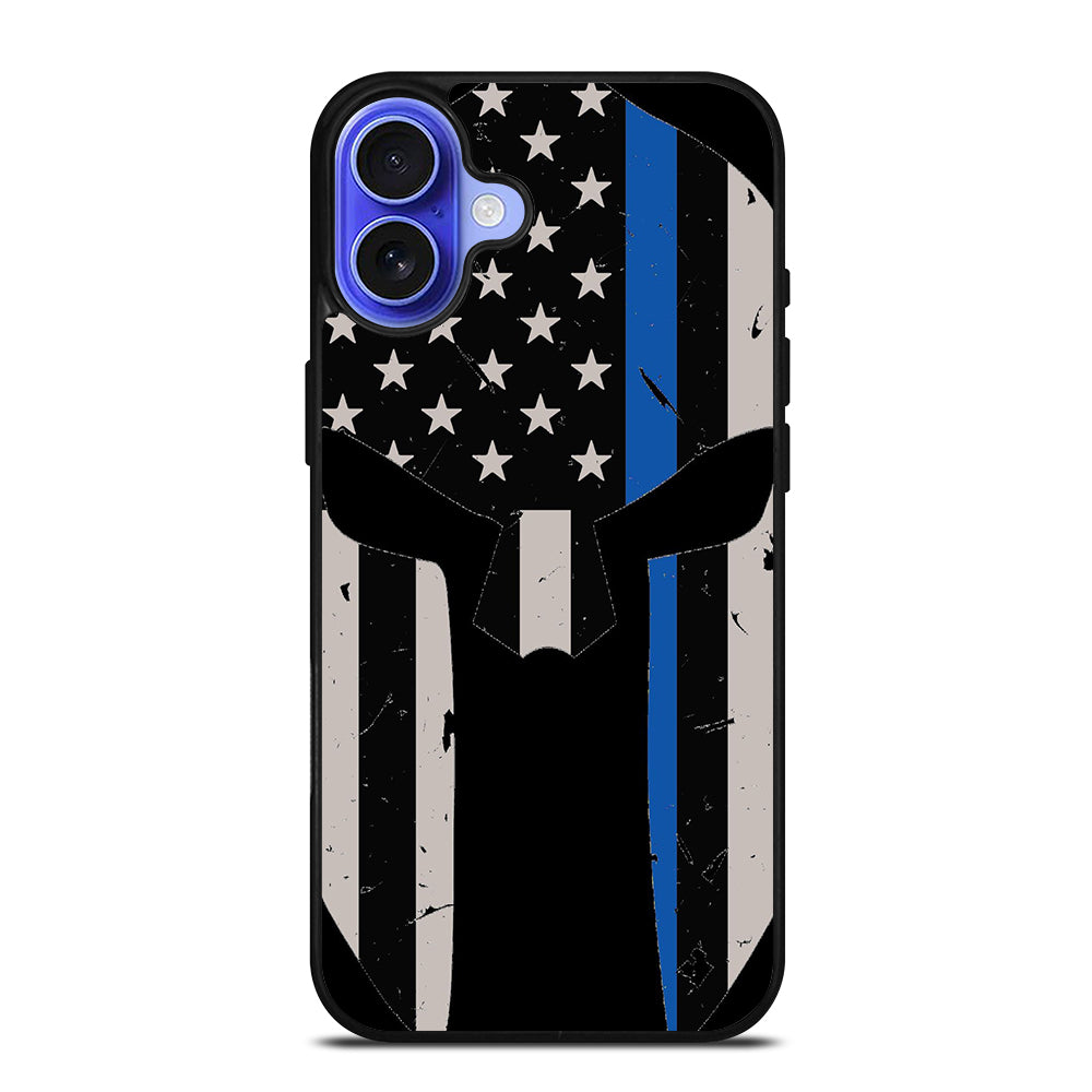 THIN BLUE LINE PUNISHER SKULL 1 iPhone 16 Case Cover