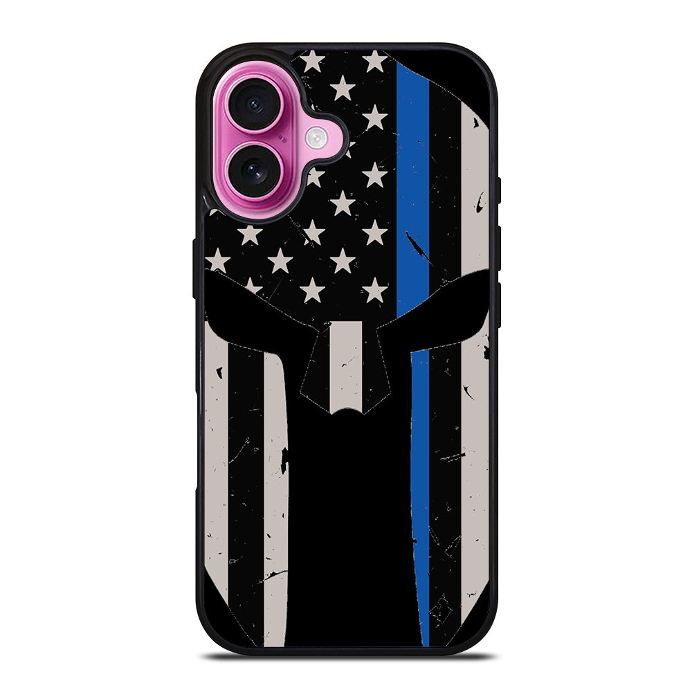 THIN BLUE LINE PUNISHER SKULL 1 iPhone 16 Plus Case Cover