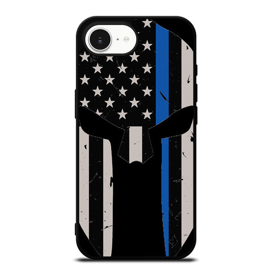 THIN BLUE LINE PUNISHER SKULL 1 iPhone 16e Case Cover