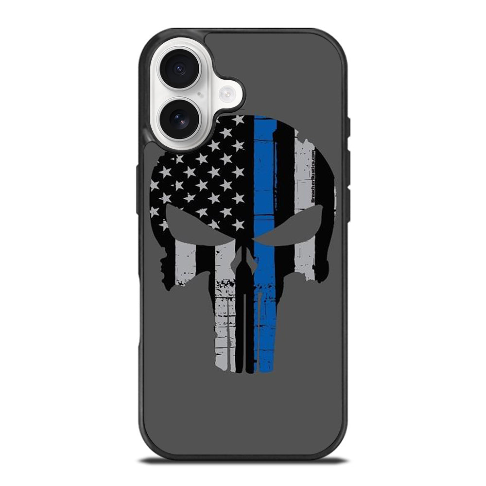 THIN BLUE LINE PUNISHER SKULL 2 iPhone 17 Case Cover