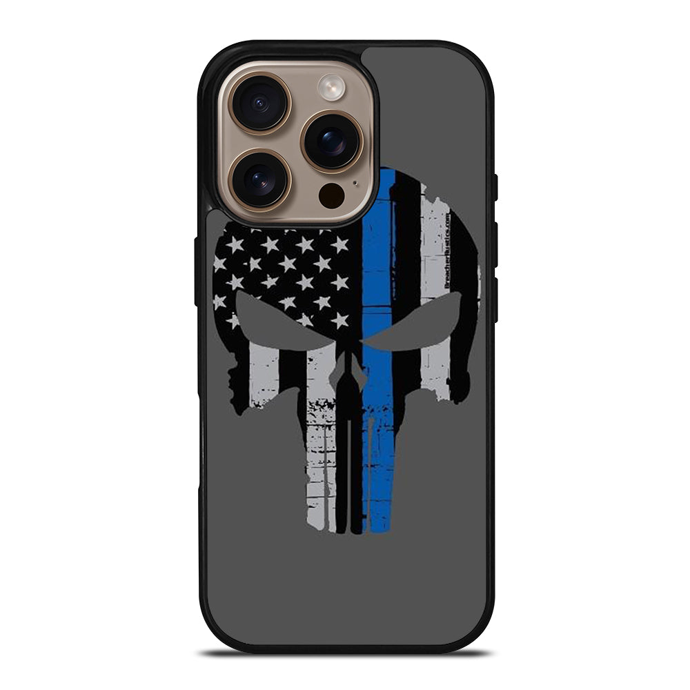 THIN BLUE LINE PUNISHER SKULL 2 iPhone 16 Pro Case Cover