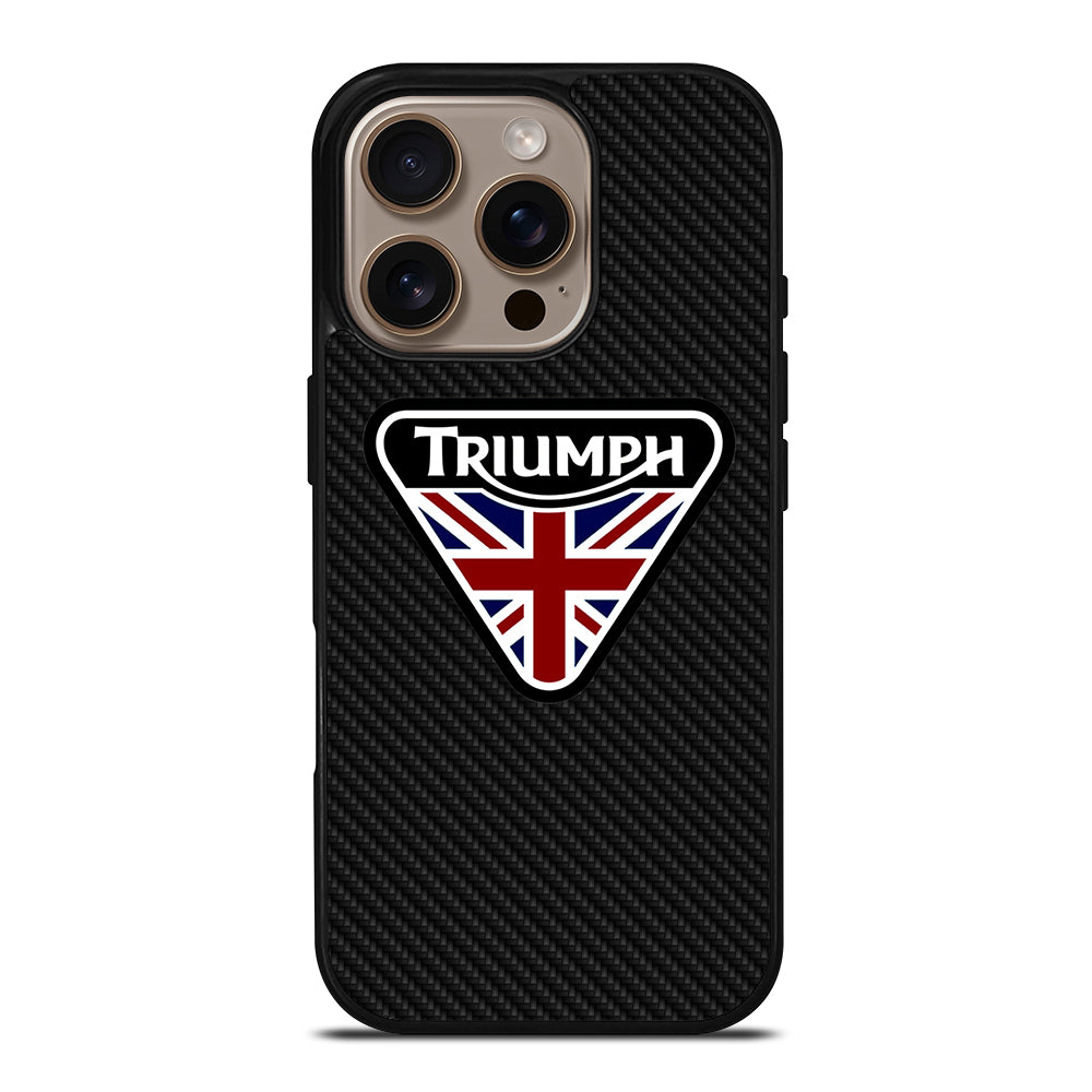 TRIUMPH MOTORCYCLE LOGO CARBON iPhone 16 Pro Case Cover