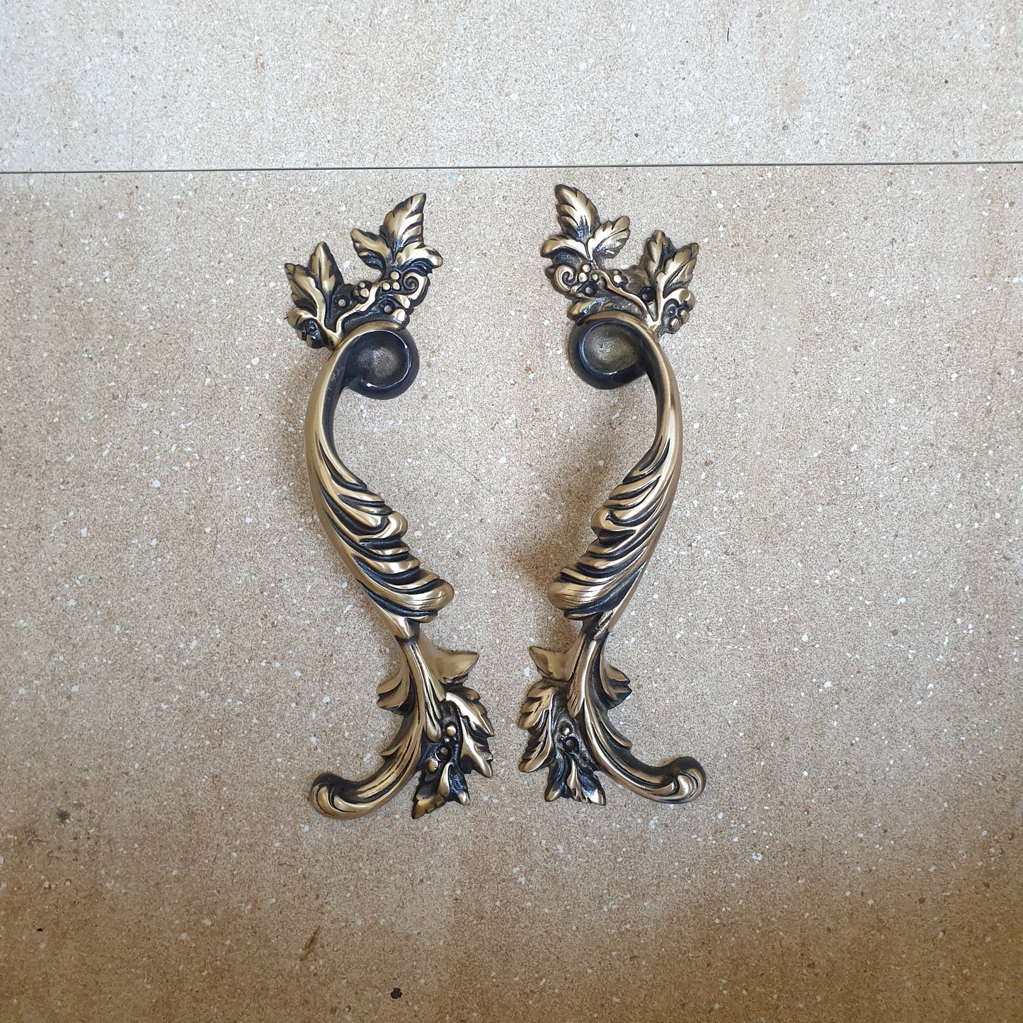 Pair of Vintage Leaf Claw Door Handle Pull