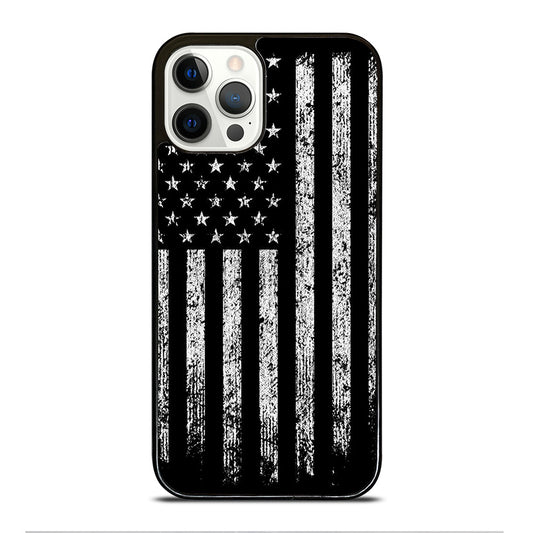 AMERICAN FLAG BLACK AND WHITE iPhone 12 Pro Case Cover