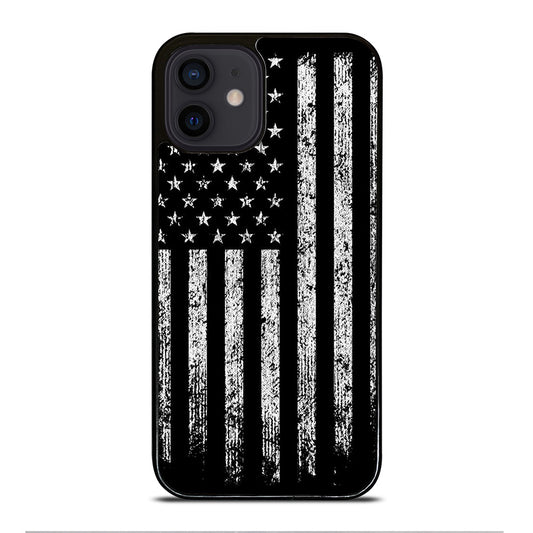 AMERICAN FLAG BLACK AND WHITE iPhone 12 Mini Case Cover