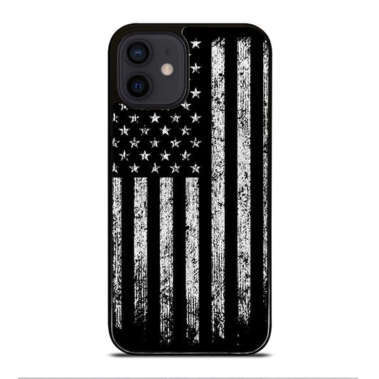 AMERICAN FLAG BLACK AND WHITE iPhone 12 Mini Case Cover