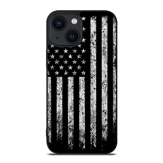 AMERICAN FLAG BLACK AND WHITE iPhone 14 Plus Case Cover