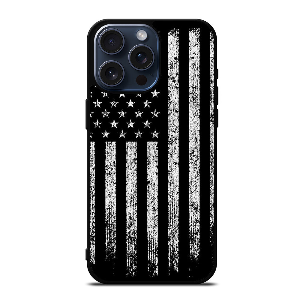 AMERICAN FLAG BLACK AND WHITE iPhone 15 Pro Max Case Cover
