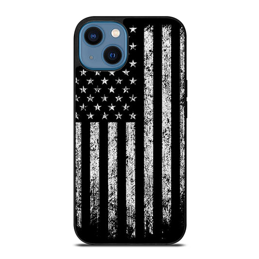 AMERICAN FLAG BLACK AND WHITE iPhone 14 Case Cover