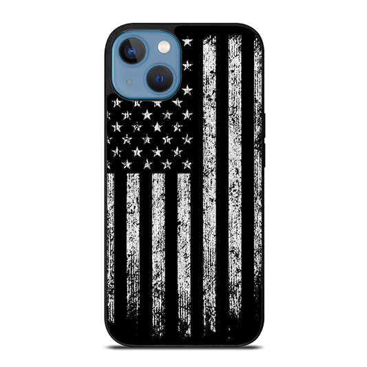 AMERICAN FLAG BLACK AND WHITE iPhone 13 Case Cover