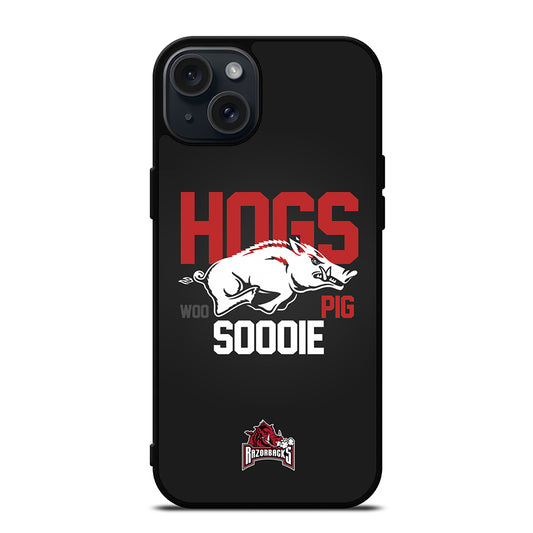 ARKANSAS RAZORBACKS HOGS WOO PIG SOODIE iPhone 15 Plus Case Cover