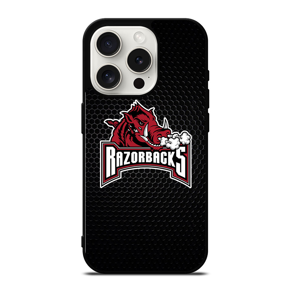ARKANSAS RAZORBACKS METAL LOGO iPhone 15 Pro Case Cover