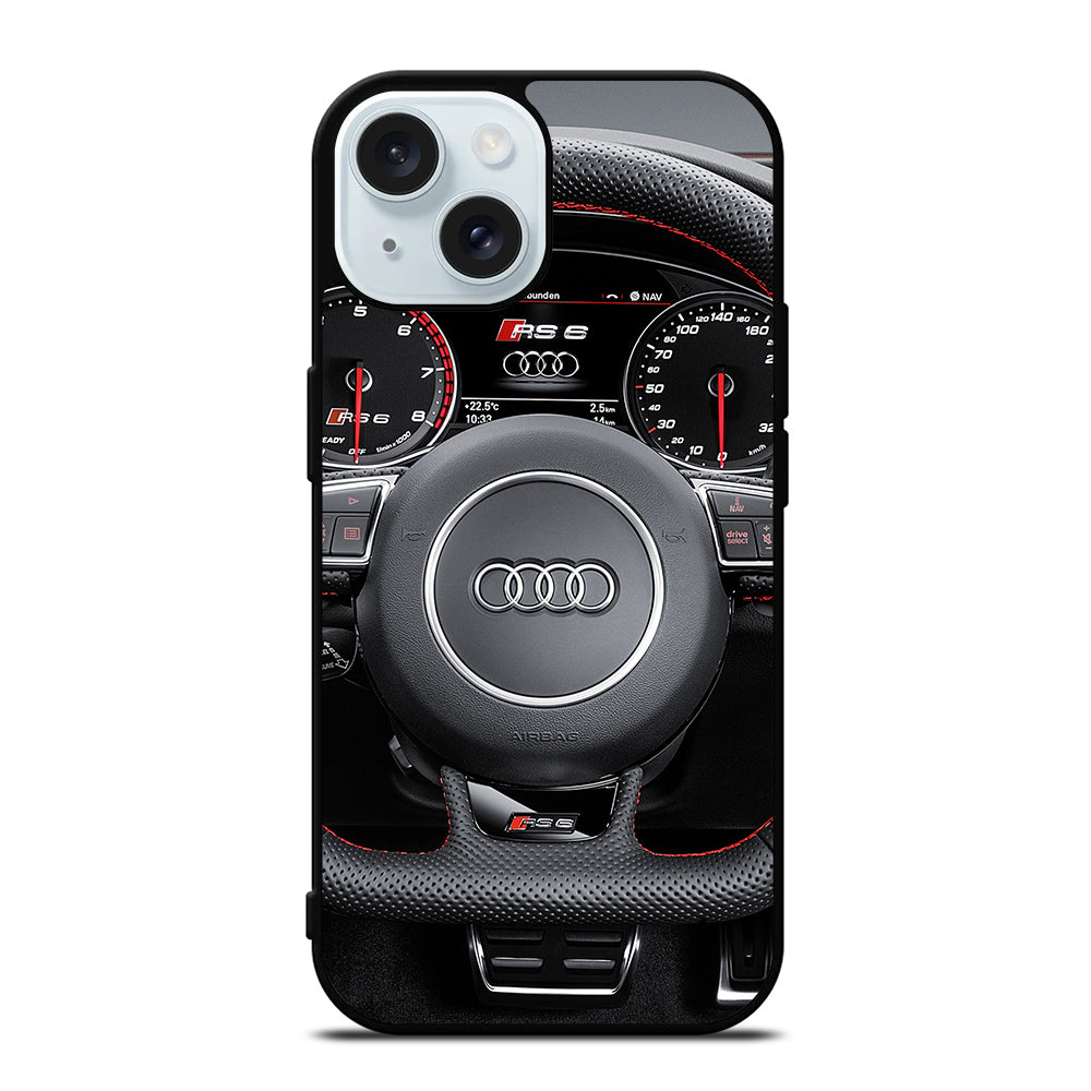 AUDI CAR STEERING WHEEL iPhone 15 Case Cover
