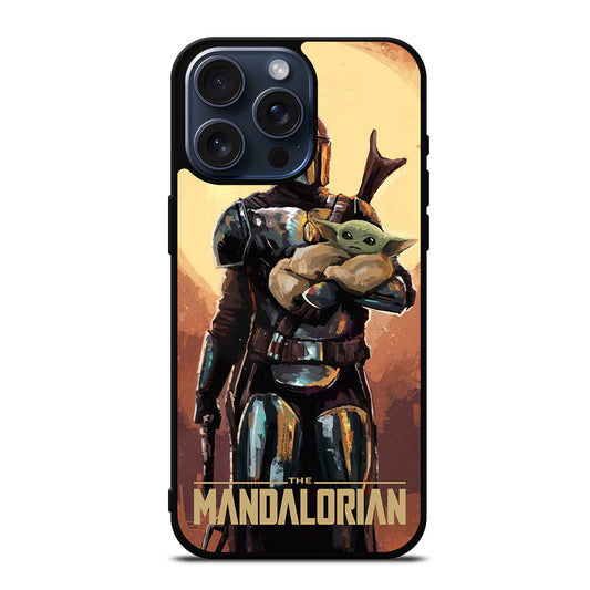 BABY YODA AND THE MANDALORIAN ART iPhone 15 Pro Max Case Cover