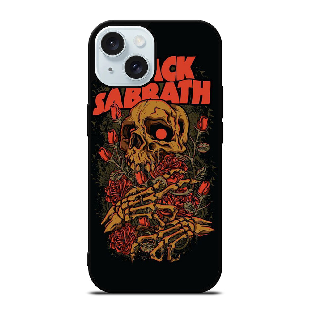 BLACK SABBATH SKULL ROSE LOGO iPhone 15 Case Cover