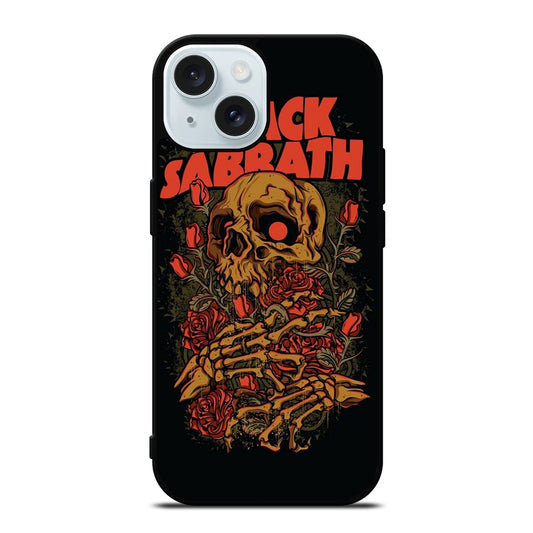 BLACK SABBATH SKULL ROSE LOGO iPhone 15 Case Cover