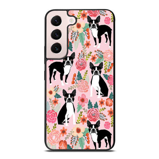 BOSTON TERRIER DOG FLORAL PATTERN Samsung Galaxy S22 Plus Case Cover