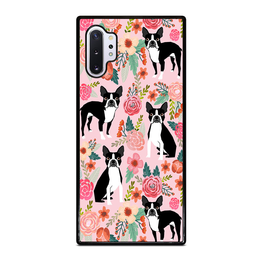 BOSTON TERRIER DOG FLORAL PATTERN Samsung Galaxy Note 10 Plus Case Cover