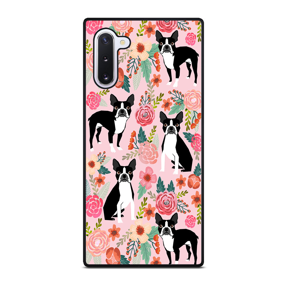 BOSTON TERRIER DOG FLORAL PATTERN Samsung Galaxy Note 10 Case Cover