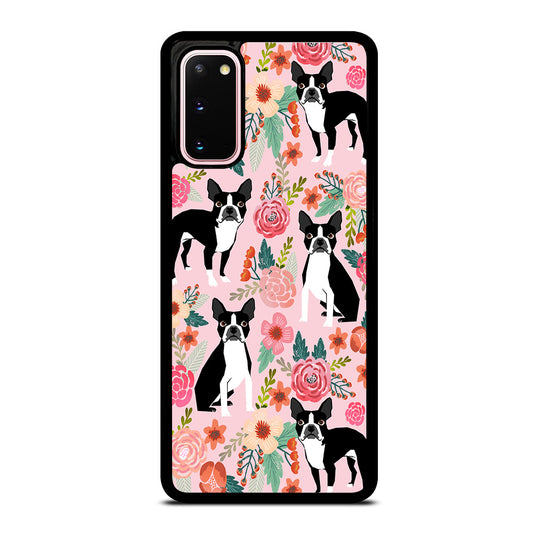 BOSTON TERRIER DOG FLORAL PATTERN Samsung Galaxy S20 Case Cover
