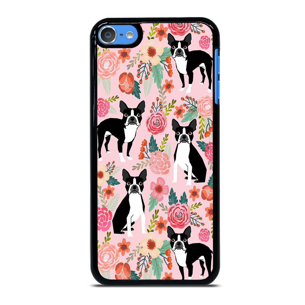 BOSTON TERRIER DOG FLORAL PATTERN iPod Touch 7 Case Cover