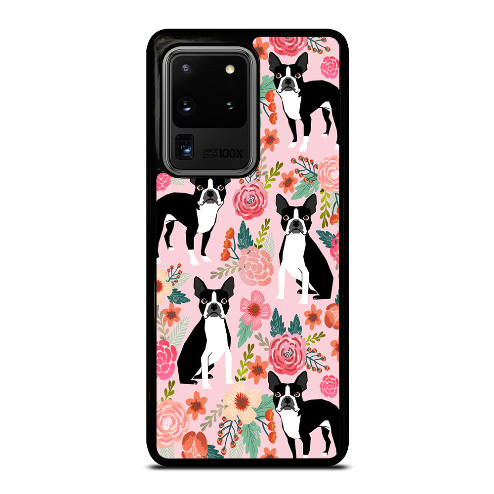 BOSTON TERRIER DOG FLORAL PATTERN Samsung Galaxy S20 Ultra Case Cover