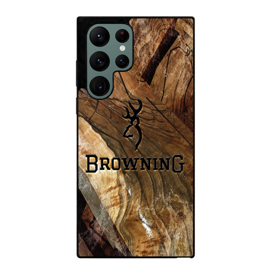 BROWNING DEER WOODEN LOGO Samsung Galaxy S22 Ultra Case Cover