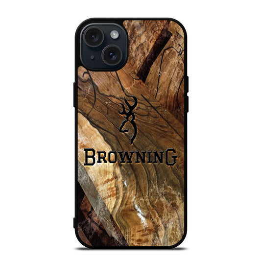 BROWNING DEER WOODEN LOGO iPhone 15 Plus Case Cover