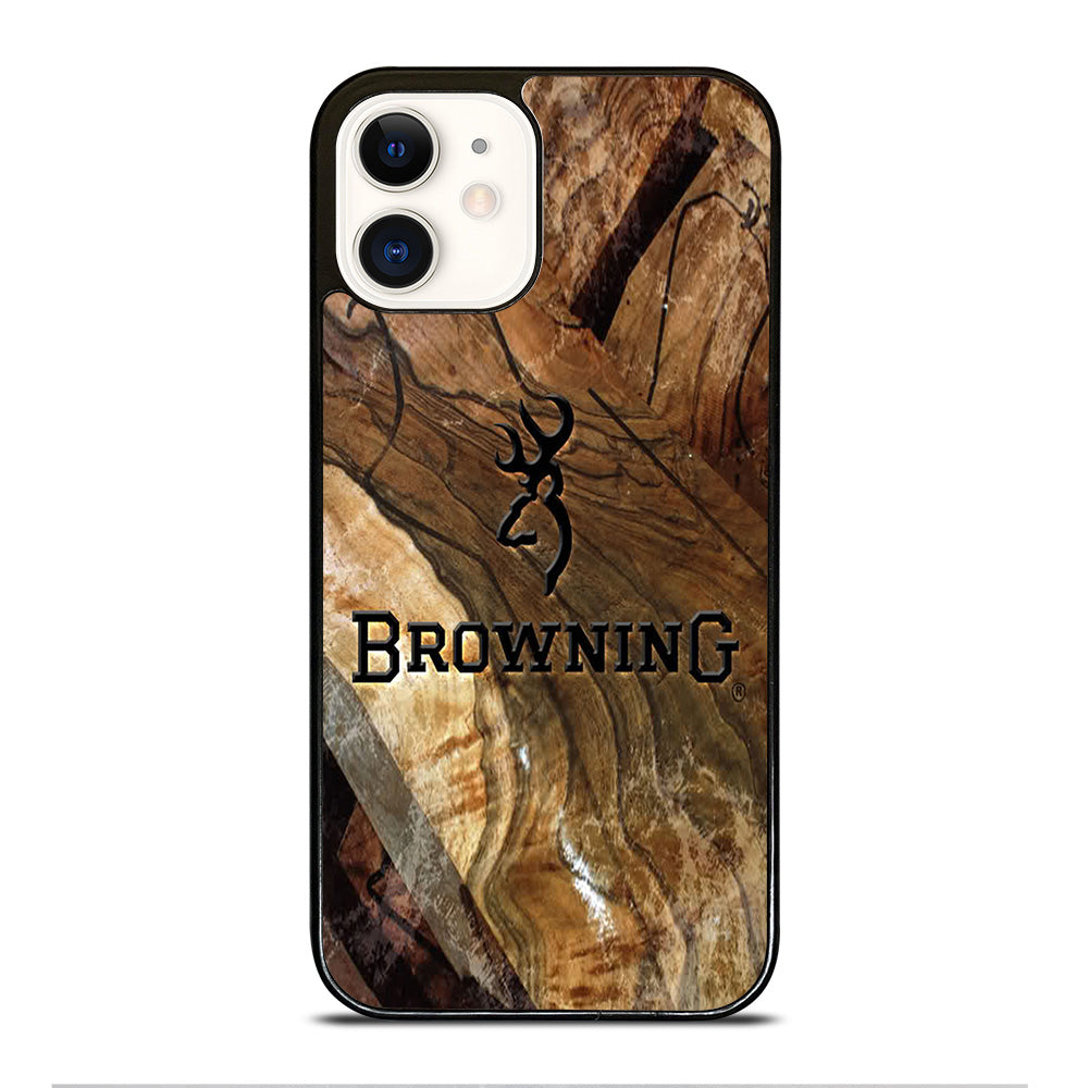 BROWNING DEER WOODEN LOGO iPhone 12 Case Cover