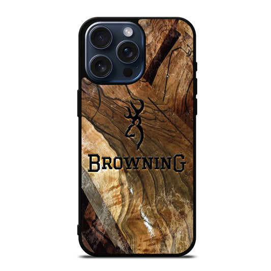 BROWNING DEER WOODEN LOGO iPhone 15 Pro Max Case Cover