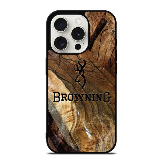 BROWNING DEER WOODEN LOGO iPhone 15 Pro Case Cover
