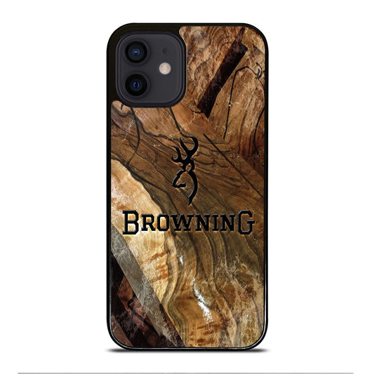 BROWNING DEER WOODEN LOGO iPhone 12 Mini Case Cover
