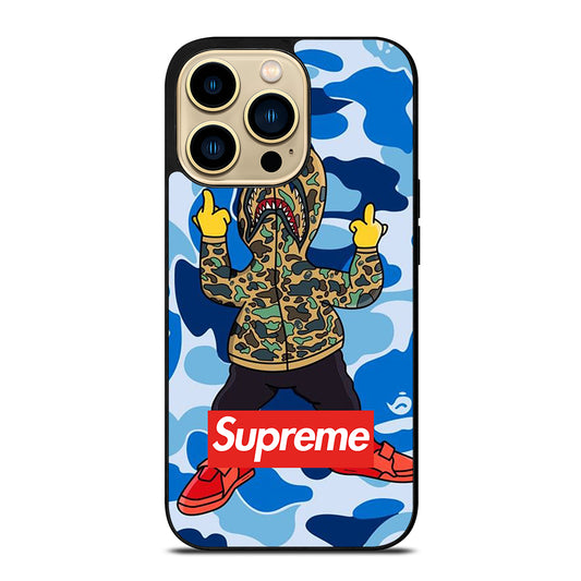 CAMO BAPE SHARK BLUE iPhone 14 Pro Max Case Cover