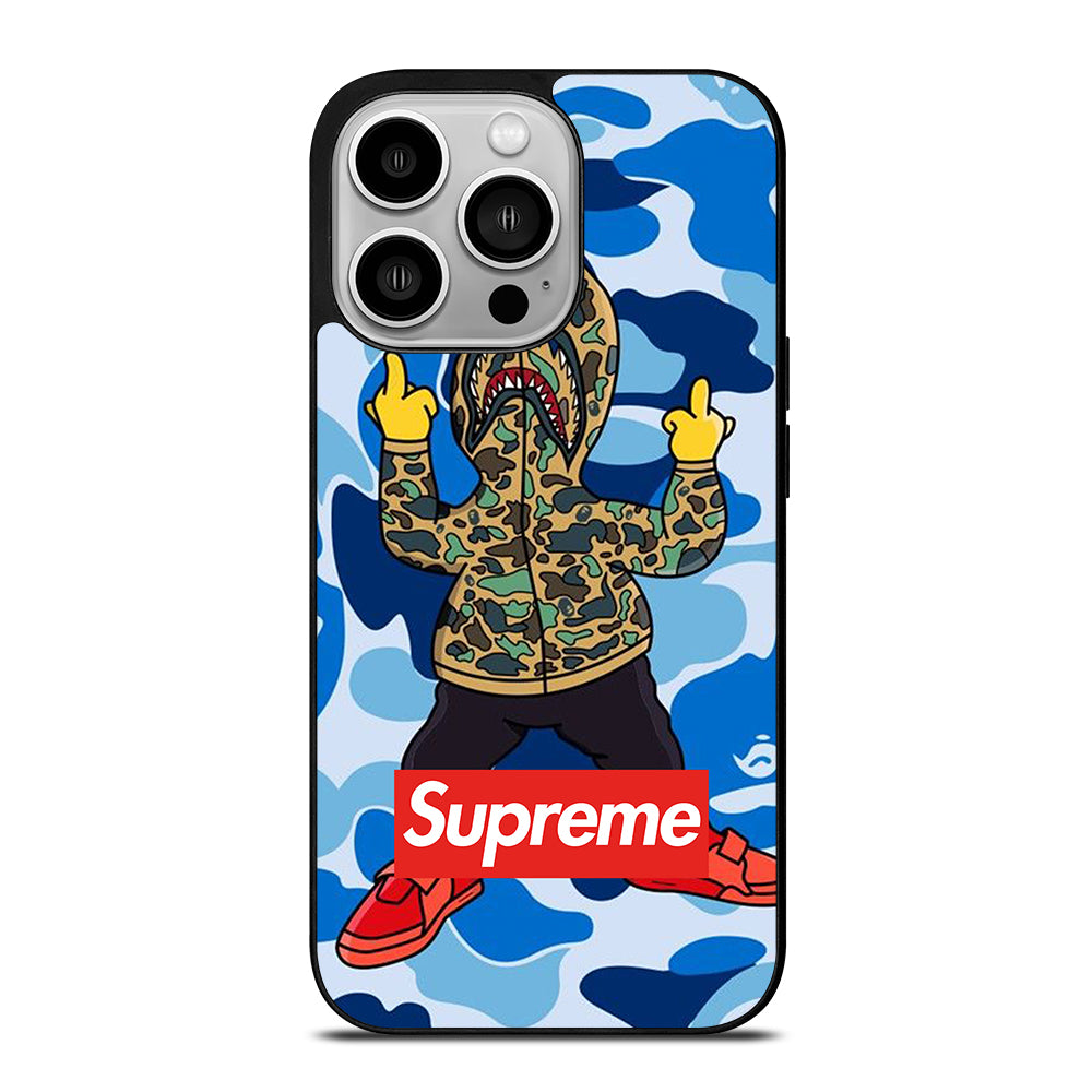 CAMO BAPE SHARK BLUE iPhone 14 Pro Case Cover