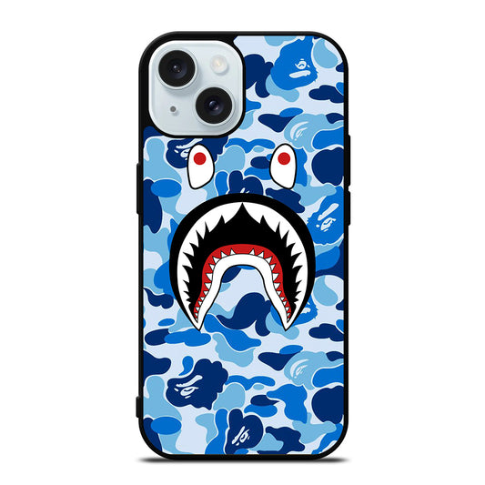 CAMO BAPE SHARK LOGO 1 iPhone 15 Case Cover