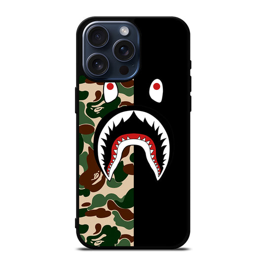 CAMO BAPE SHARK LOGO 2 iPhone 15 Pro Max Case Cover