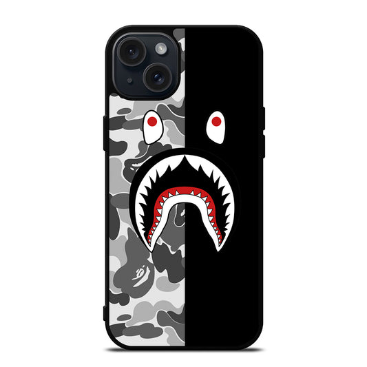 CAMO BAPE SHARK LOGO 3 iPhone 15 Plus Case Cover
