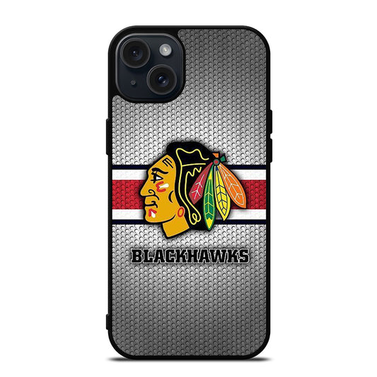 CHICAGO BLACKHAWKS METAL LOGO iPhone 15 Plus Case Cover